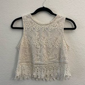 White lace crop top